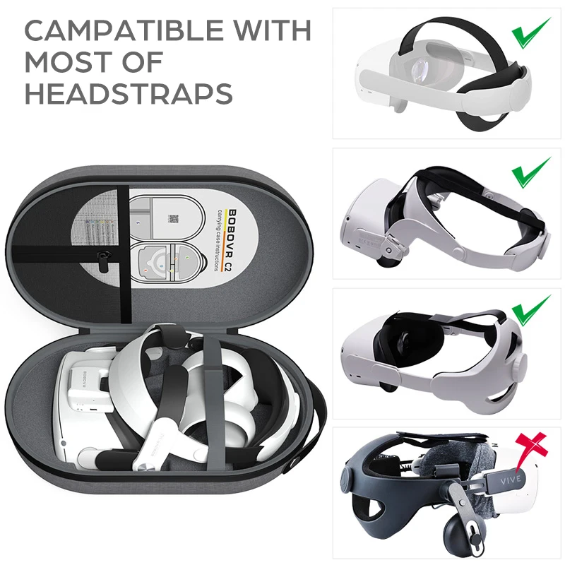 BOBOVR M2 PLUS Head Strap BOBOVR C2 Case For Oculus Quest 2 EVA Storage Bag Shock Proof Waterproof Storage Bag VR Accessories