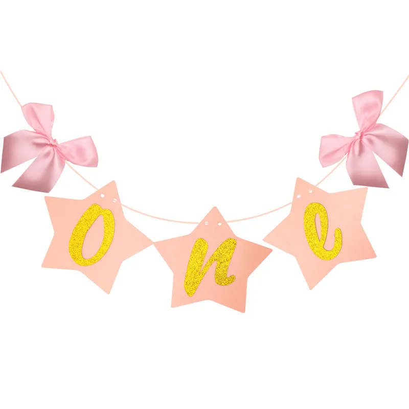 1Set rosa blau ein Bunting Banner 1. Geburtstag Stuhl Banner Girlande Geburtstag Party Dekoration Geburtstag Banner