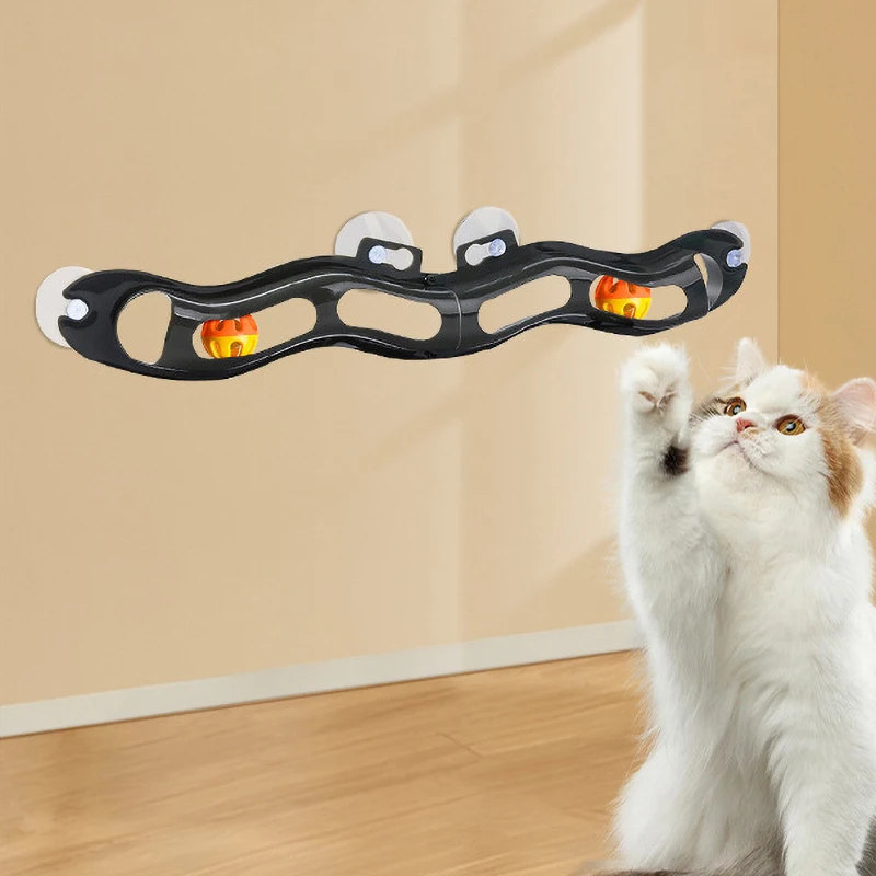 

Detachable Plastic Sucker Cat Toy Track Ball Funny Teasing Scratching Intelligence Cat Interactive Toys with Bell Kitten Stuff