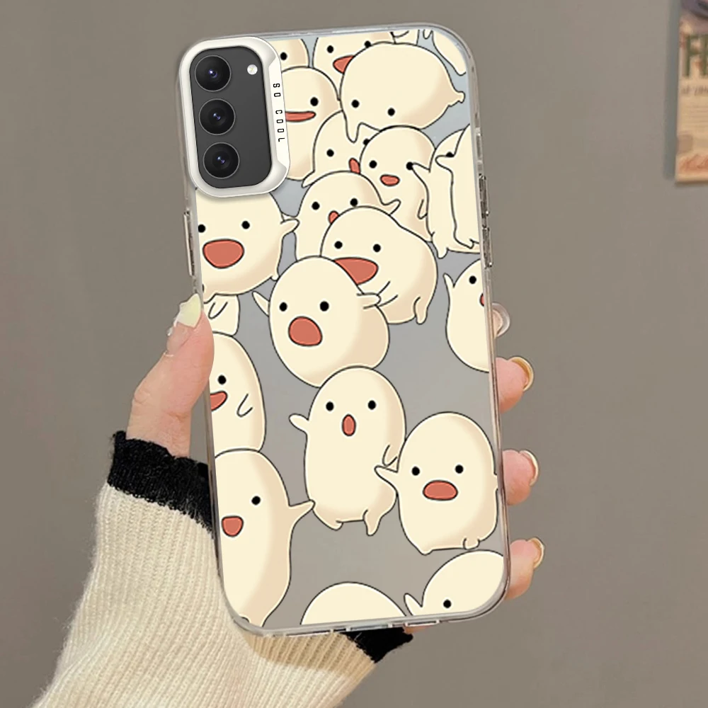 Cute Running Ghost Phone Case For Samsung S23 S24 S22 A71 A55 ULTRA PLUS FE Electroplated Silver IMD Laser Color Shell image 6