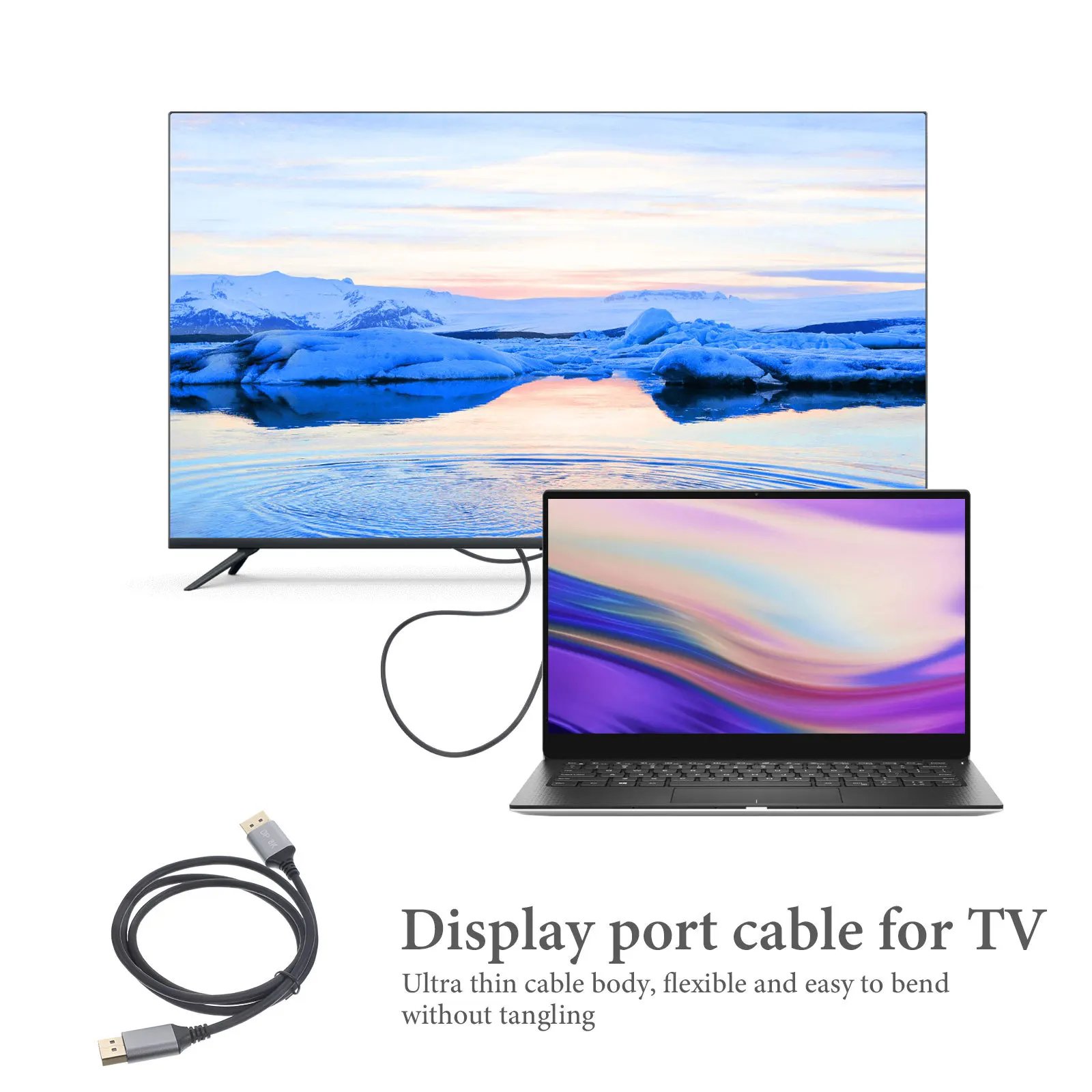 

1-Meter Displayport Cable 8K 60Hz Ultra Thin Male To Male For Monitor Pc Gpu Extension Accessory Video Cable