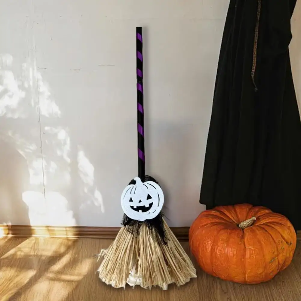 Rotating Witch Broom Halloween Prop Halloween Witch Broom Decoration Halloween Broomstick Decor with Led for Indoor Home