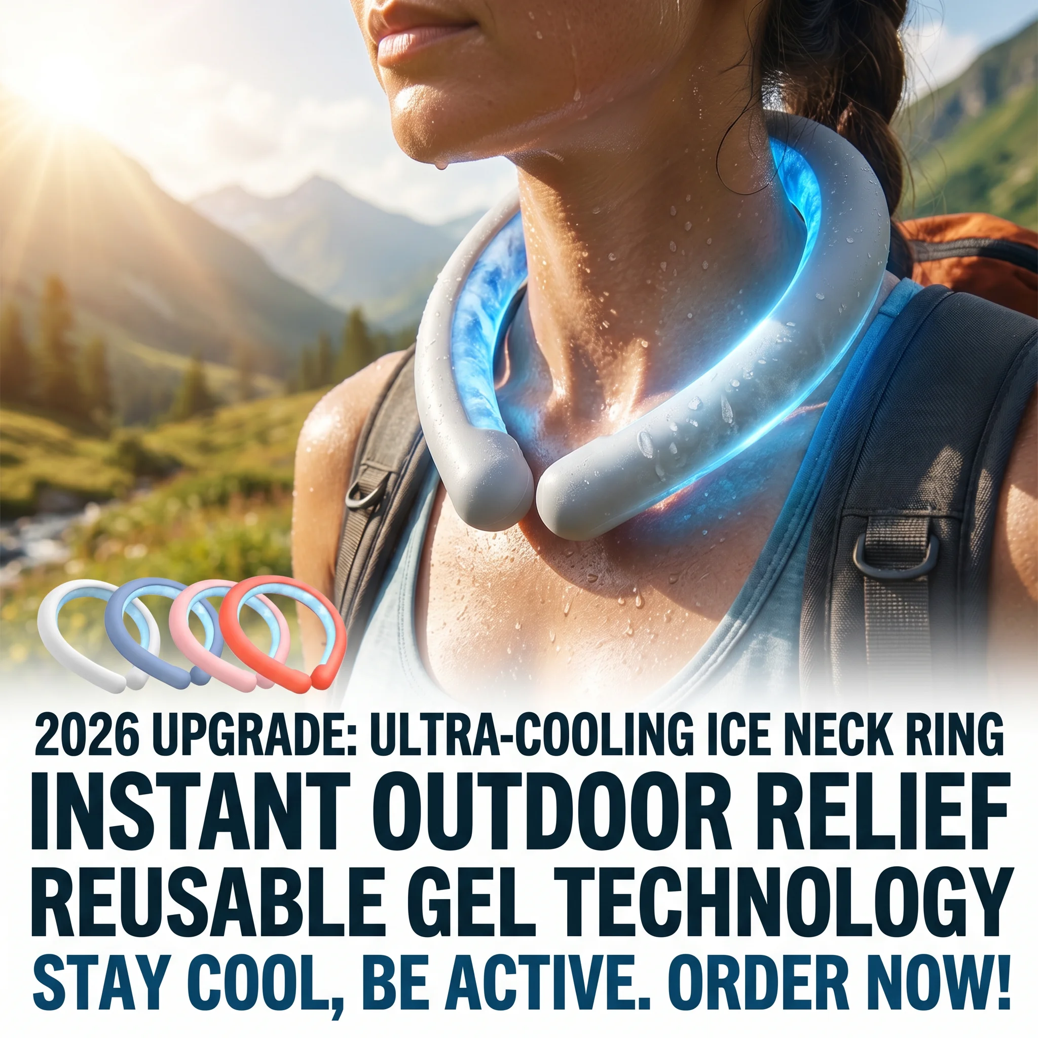 2026 New Upgrade Wearable Ice Neck Wrap Summer Heatstroke Prevention Outdoor Sports Cooling Tube Reusable Cold Gel Neck Cooler F