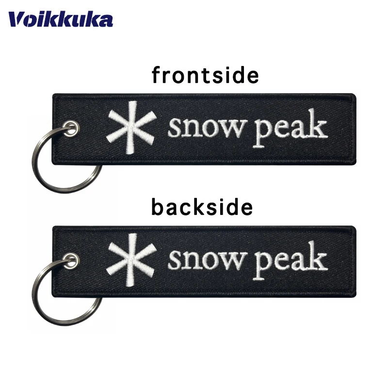 1PC 2PCS 3PCS Set Sale Both Sides Embroidery Snow Peak Black Tag Motorcycle Aviation Keychain Backpack Pendant Accessories