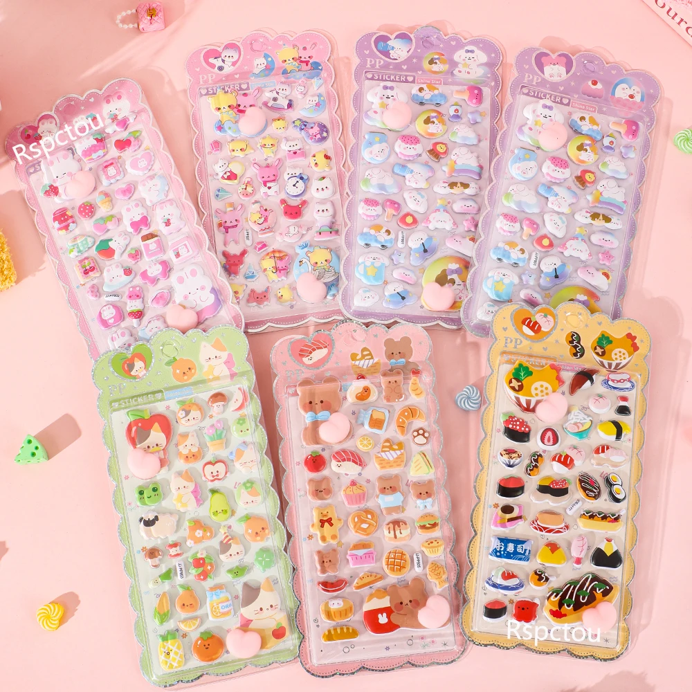 

1/8pcs Cute Cartoon Animal Butt Stickers Kawaii Cat Dog Bear 3D Bubble Sticker Soft Pinchable Decompress Toy DIY Laptop Notebook