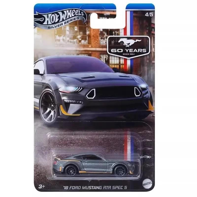 Hot Wheels 60 Anniversary Sliver Series GRT01 Ford Mustang Set HW Car Model Simulation Alloy Cars Model Display Birthday Gift