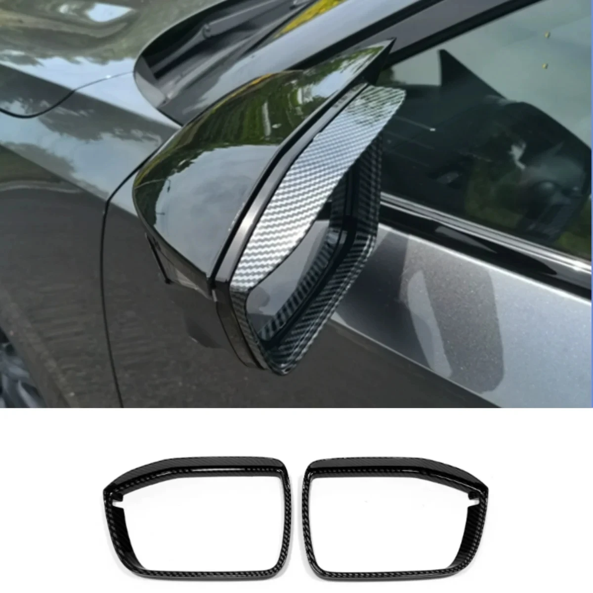 

For CHANGAN UNI-V UNIV 2022 2023 ABS Chrome Carbon Fiber Rearview Mirror Rain Eyebrow Frame Trim Sticker Car Styling Accessories