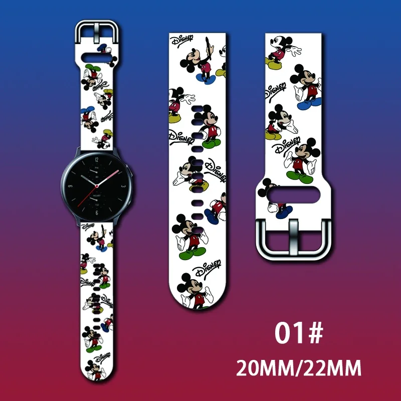 Disney-correa de reloj de Mickey para Samsung, pulsera de repuesto de Gel de sílice de 20 y 22MM para Gear S4, S3, S2, Huawei GT2 Pro, Anime