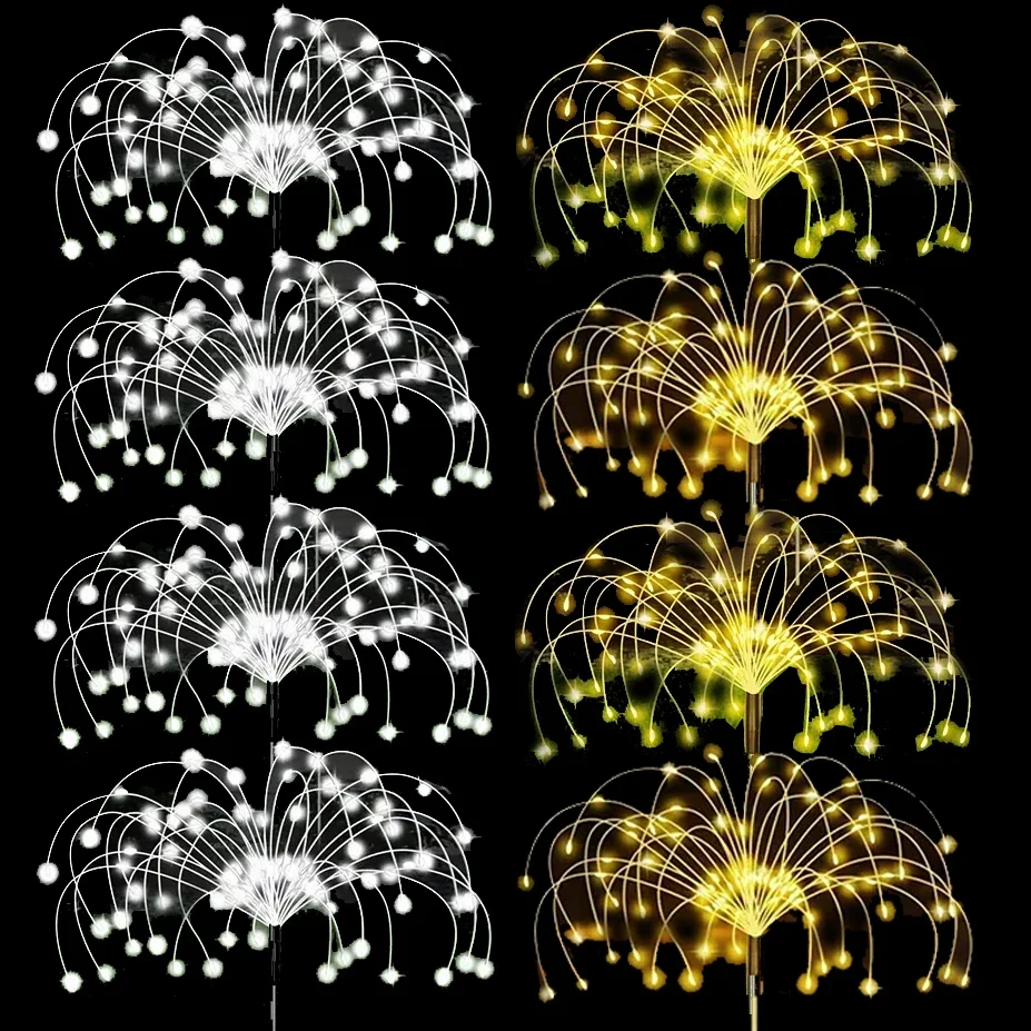 4pcs /1pc LED Solar Fireworks Lights Dandelion Fairy Light Festival Garden Lawn Landscape Decoration Night Lighting Solar Lamps