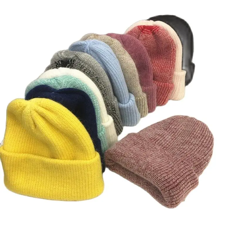 

Angola rabbit fur beanie cap Elastic knitted hats Winter women ladies soft warm knit hat Ski skullcap Beanie gorras