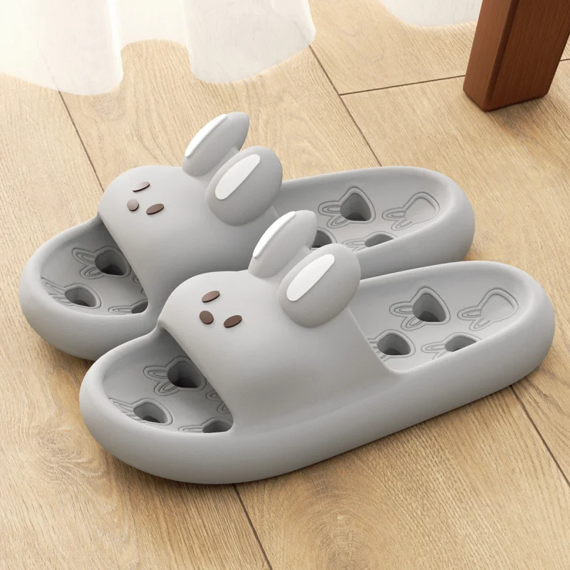 

Cute Cartoon Rabbit Indoor Bathroom Slippers For Men Women Summer House Shoes Soft EVA Leaking Style Lovers Home Shower Slides
