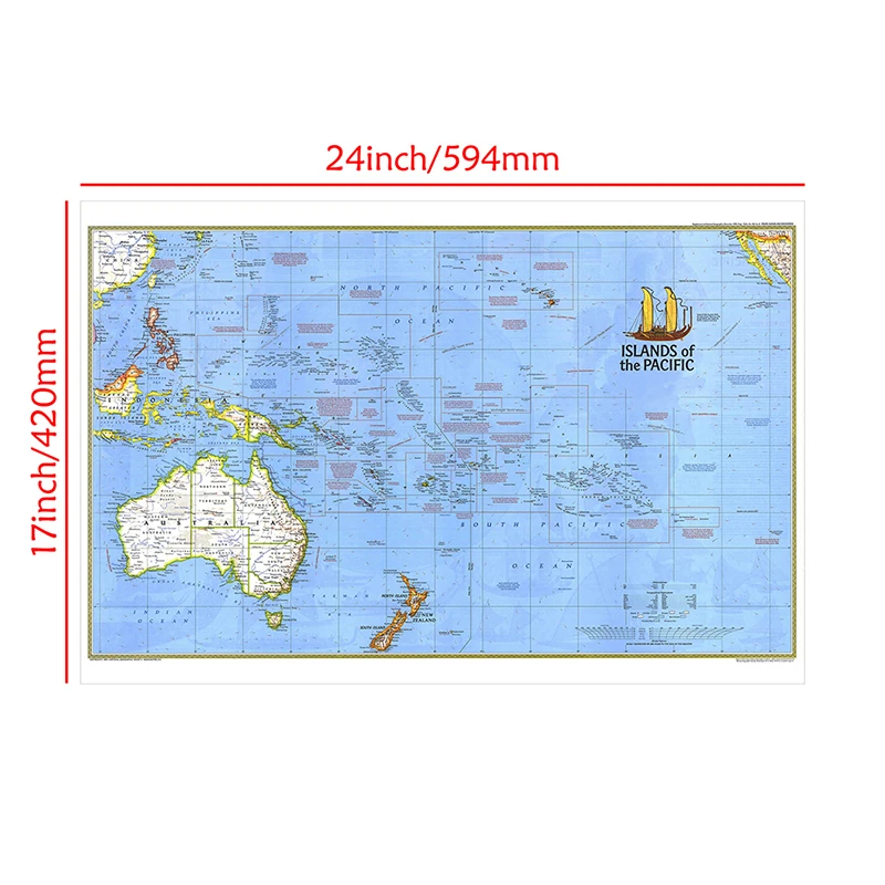 100x150cm pittura a spruzzo Non tessuta mappa dell'asia pacifico supplemento nel novembre 1989 per la decorazione della parete del soggiorno