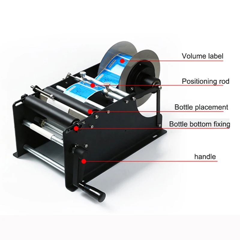 Aplicador de etiquetas Manual, máquina de etiquetado de botellas redondas para aplicar tarros cilíndricos, tubos de latas con mango