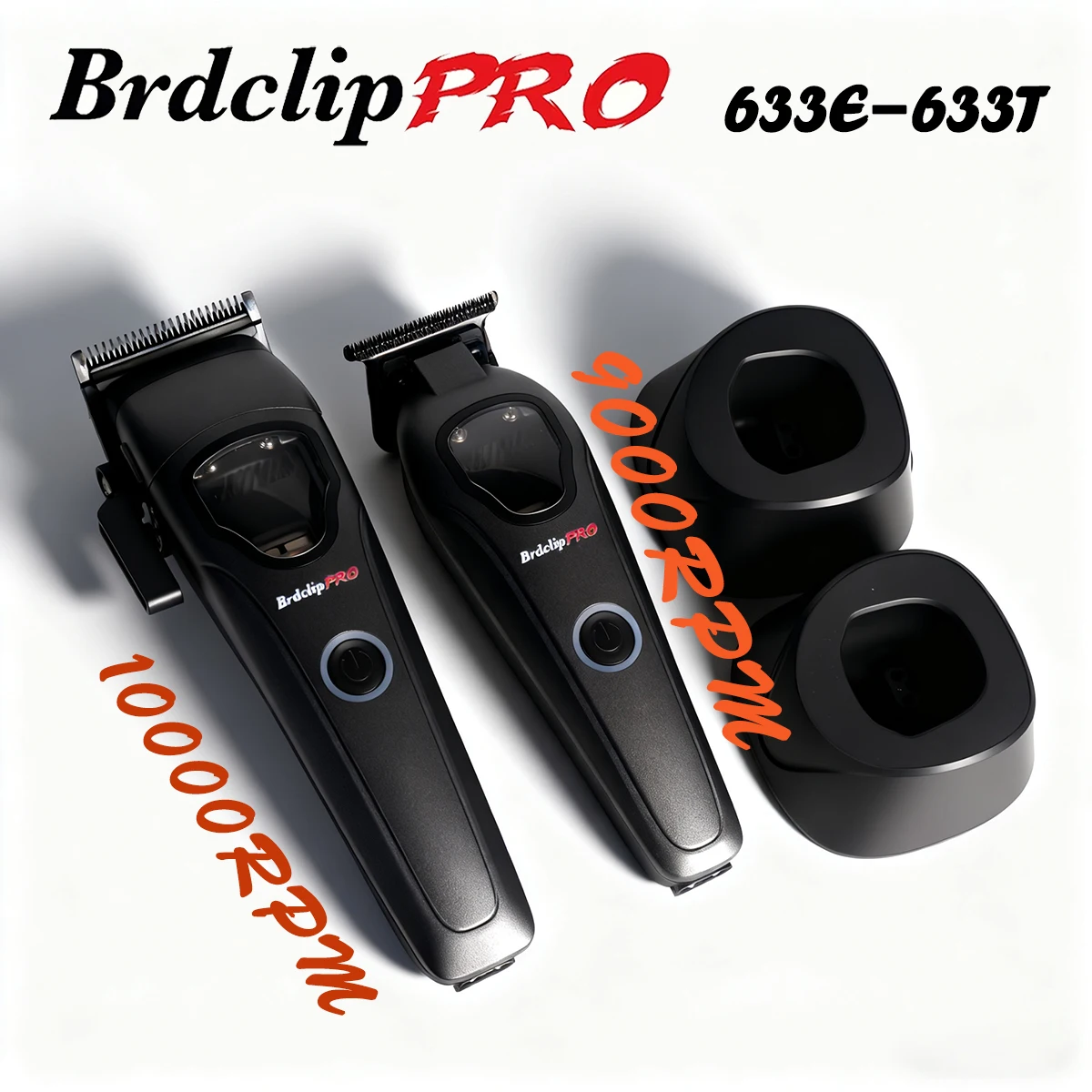 NEW Barbershop Professional 10000RPM 633E 9000RPM 633T Hair Clipper BRDCLIP High-speed DLC Blade Electric Charging Base Trimmer