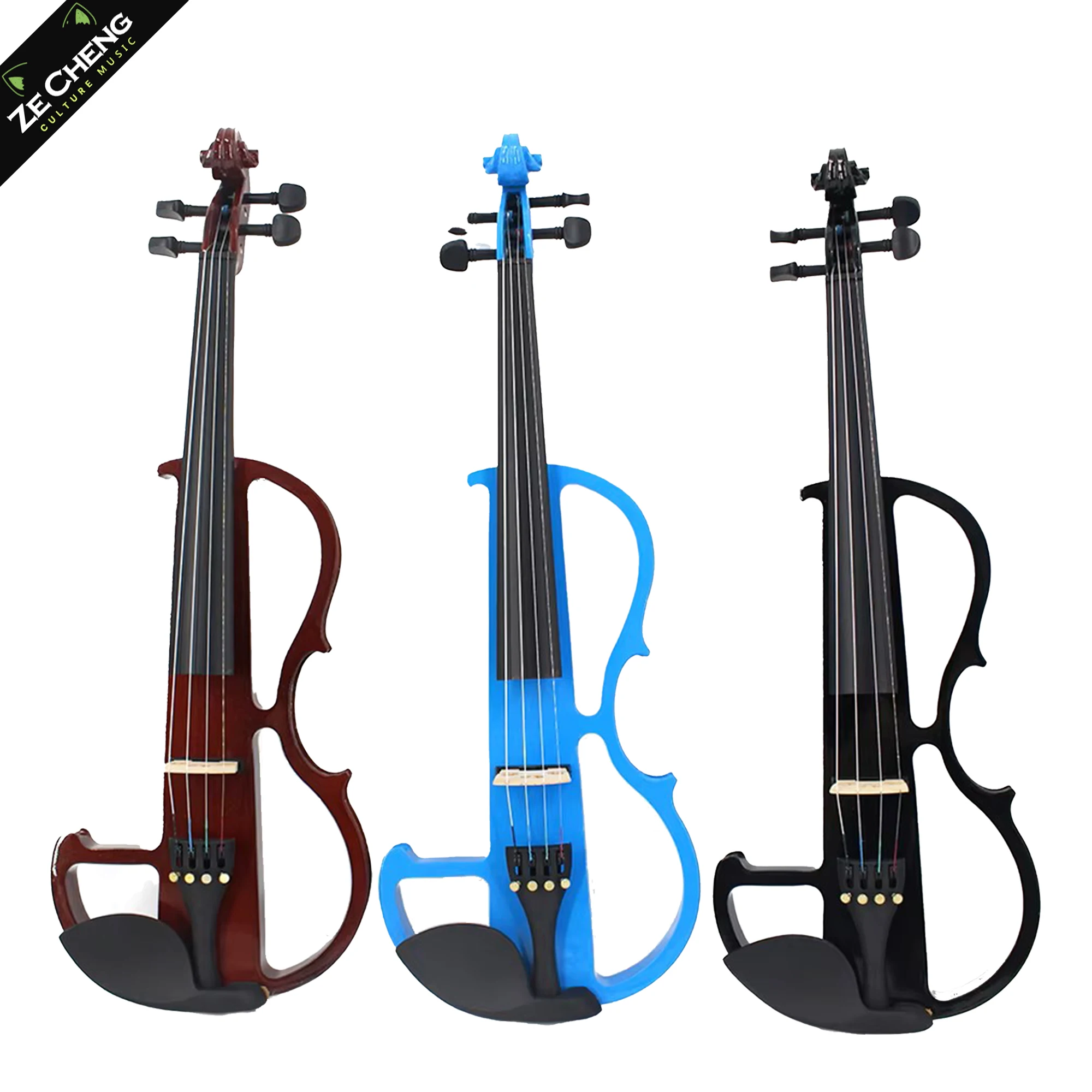 

Full Size 4/4 Violin Solid Wood Electric Silent Headphone Cable Accessories with Shell