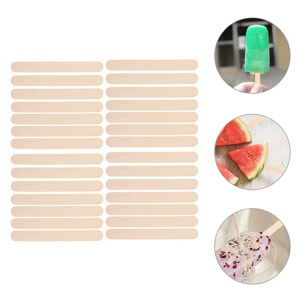 

100pcs Popsicle Ice Cream Making Sticks Large Wooden Sticks Smooth Natural Wood Diy Craft Supplies For Kids Waxing Hair Removal