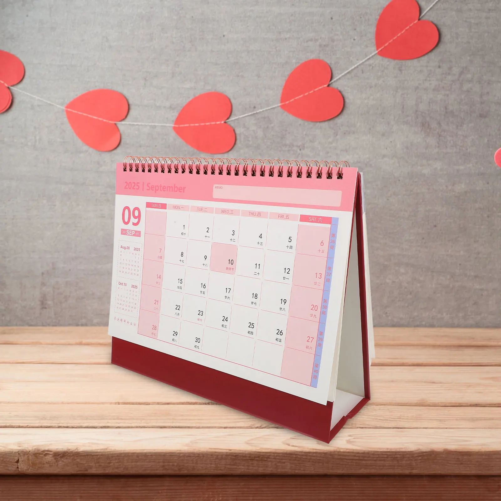 

2024 Spiral Binding Desk Office Household Month Stand Up Table Calendar Decorative Desktop Academic Standing Calendar Sturdy