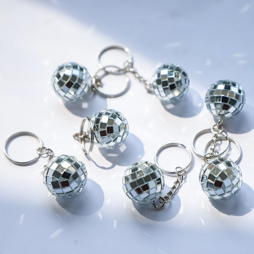 5Pcs Mirror Disco Ball Keychains Vintage 70s Disco Music Theme Party Gifts for Birthday Wedding Party Favors Pinata Goodie Bag