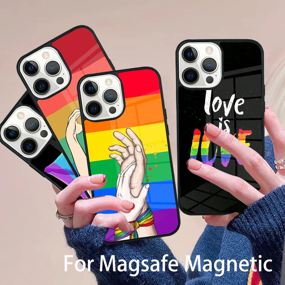 

LGBT Gay Pride Lesbian Phone Case Magesafe Magnetic Wireless Charge Cover For IPhone 16 11 12 13 14 15 Pro Max Plus Mini