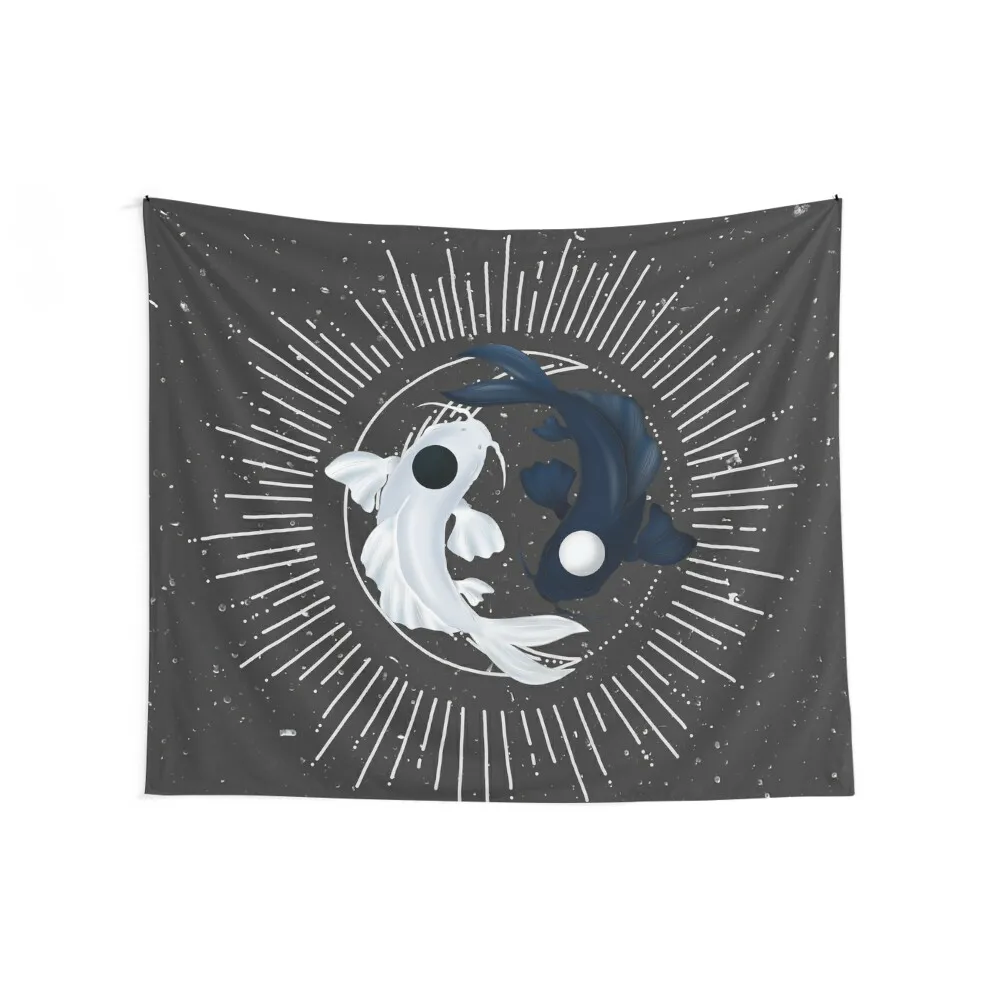 Tui and La Yin Yang Koi Tapestry Bedroom Decorations Decoration For Rooms Wall Deco Japanese Room Decor Tapestry