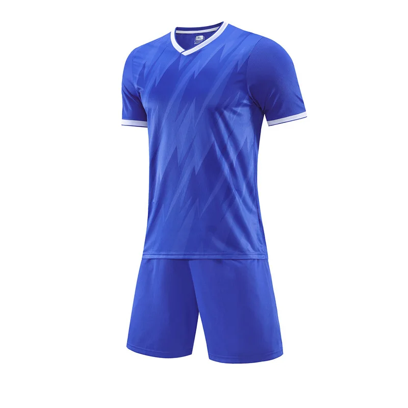 Royal Blue Dyed Sublimation Professional Soccer Jersey V Neck Collar Overlap Away Match Training Football Kits Premium Teamwear