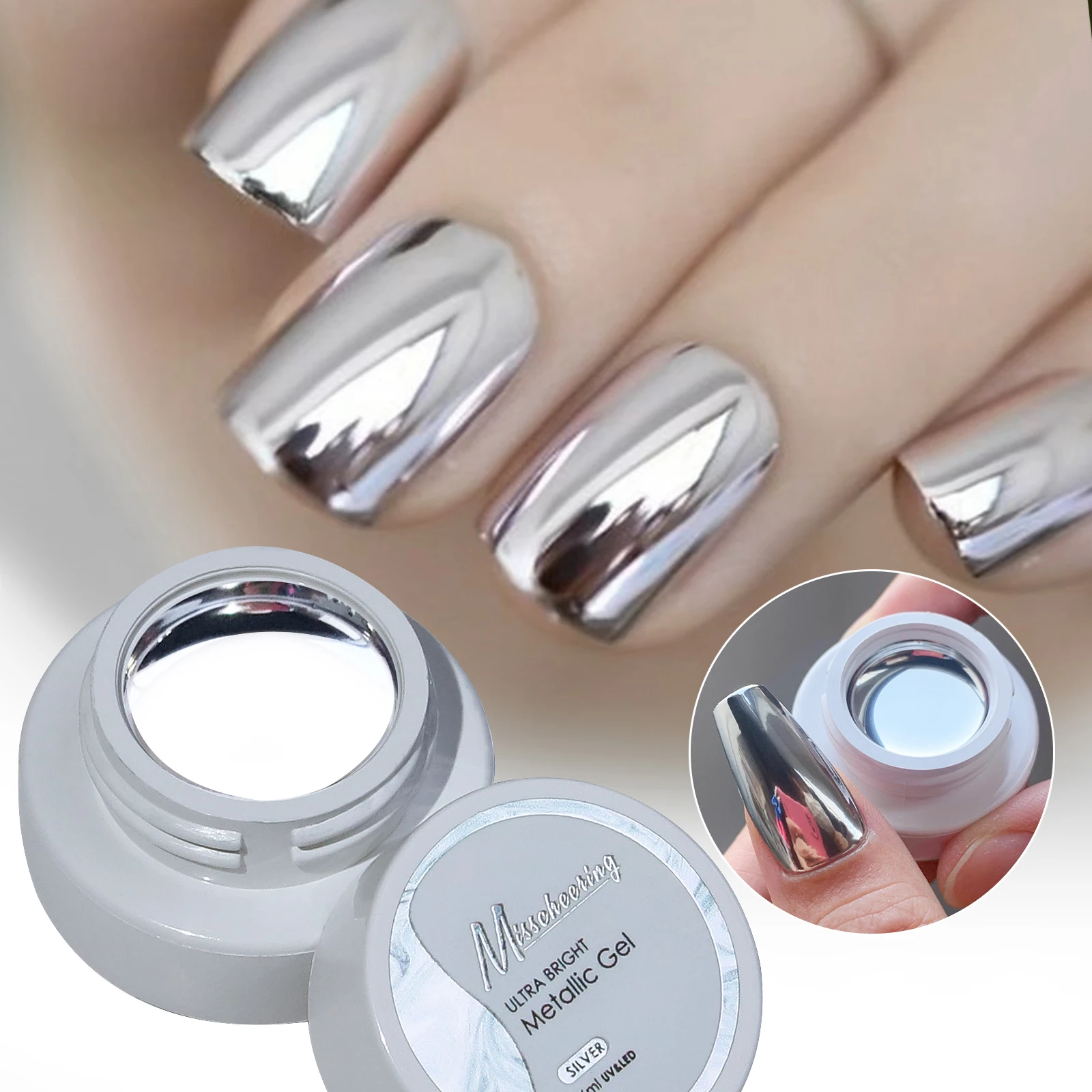 Esmalte de Uñas en Gel Metálico Súper Brillante, Dorado y Plateado, Efecto Espejo, para Dibujar Líneas y Flores, Decoración de Uñas DIY