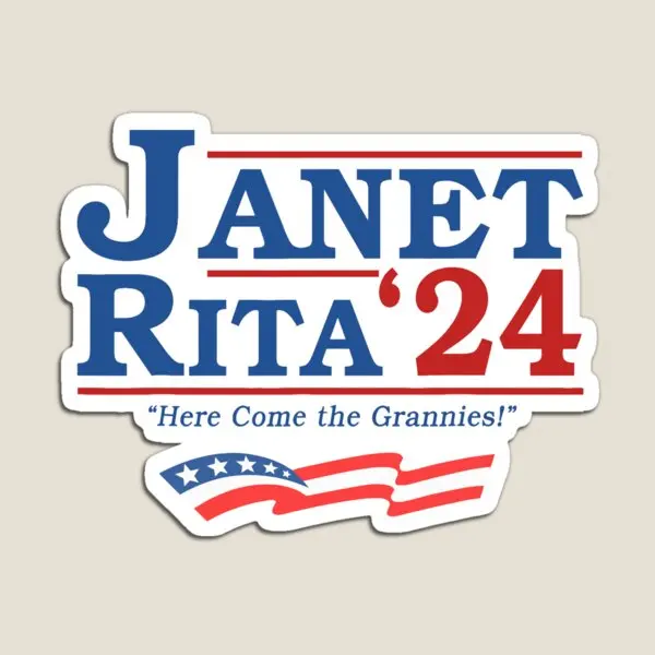 Janet And Rita For President 2024 Here C  Magnet Kids Stickers Baby Cute Holder Refrigerator Funny Toy Magnetic