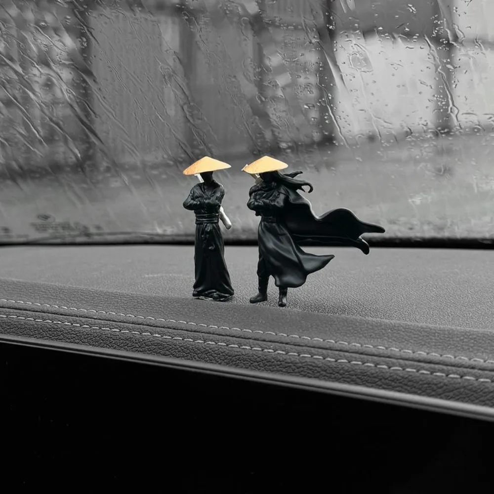 Miniaturas Cool Kung Fu espadachín figura, blanco negro, Mini adornos, decoración de escritorio, decoración de plantas