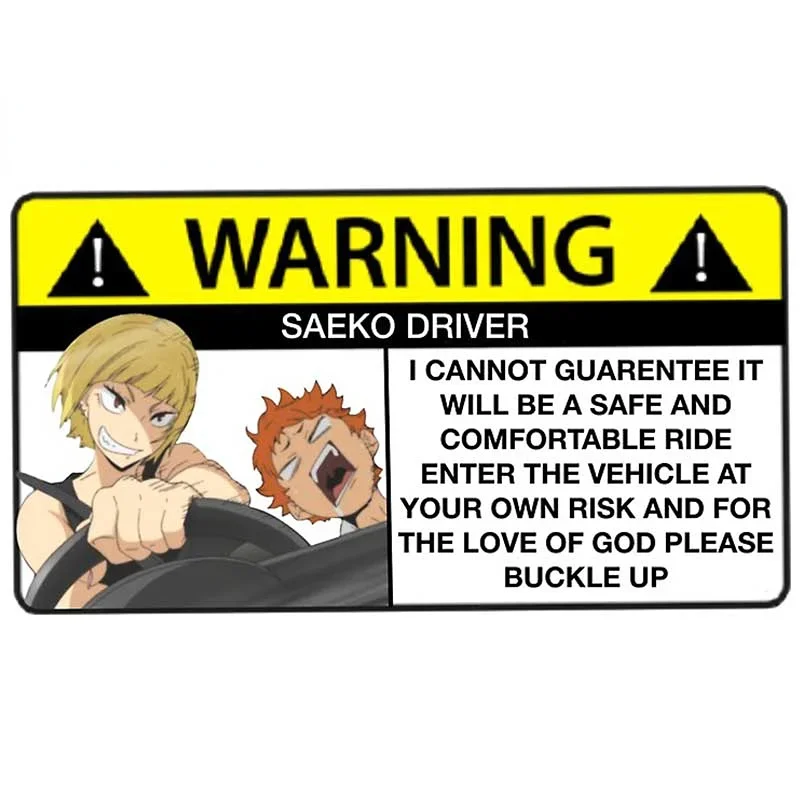 13cm for Tanaka Saeko Car Stickers Sunscreen Anime Warning Decals Campervan Accessories Exterior Parts Sticker Products Stylish,