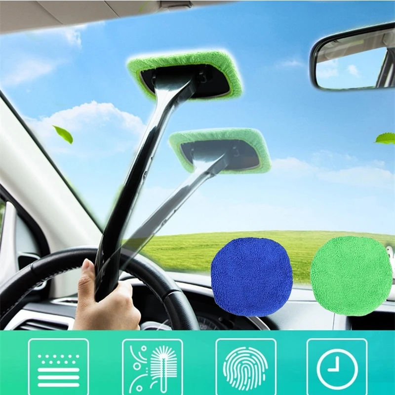 

Car Window Cleaner Brush Kit Windshield Cleaning Wash Tool Inside Interior Auto Glass Wiper With Long Handle Car Accessories