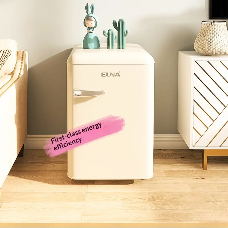 Retro American Fashion Refrigerated Freezing White Mini Single Door Dormitory Apartment Homestay Living Room Small Refrigerator
