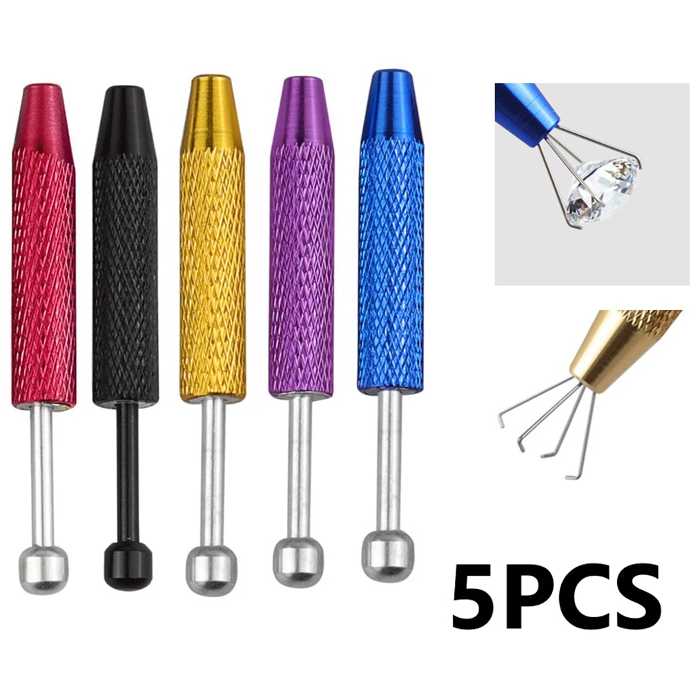 Professional Jewelry Holder Piercing Ball Grabber Screw Bead Pick Up Pen Tool Gripper Prong Tweezers  4 Claws DIY Making Tool