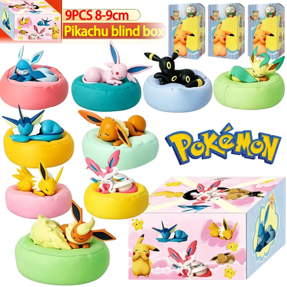 9 verschiedene Anime-Pokémon-Eevee-Figuren aus der Multi-Form-Serie, Blindbox-Spielzeug, PVC-Modell, Tischdekoration, Cartoon-Puppen, Überraschungsgeschenke