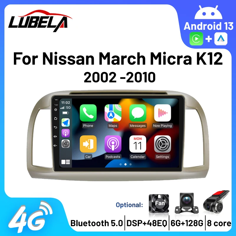 

Android 13 For Nissan March Micra K12 2002-2010 Multimedia Car Radio Stereo WIFI Wireless Carplay Android Auto Navigation 4G BT