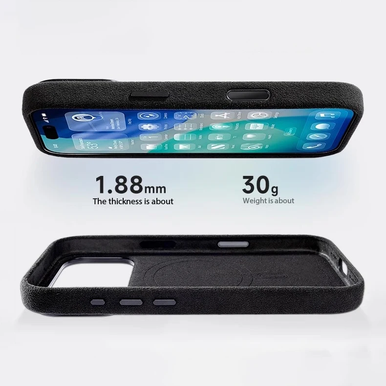 100% italienisches Alcantara-Magnetgehäuse für iPhone 18 17 Pro Max Air Luxus mit Magsafe-Abdeckung Leder-Handyhüllen für iPhone 18Pro – Detail 3