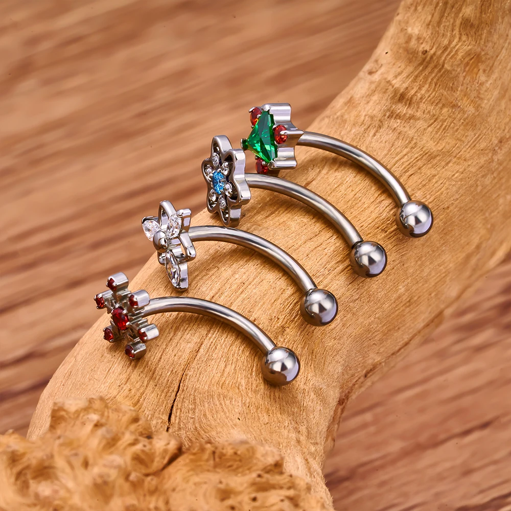 G23 Titanium Ear PIERC Earrings two-sided CZ Paved Top Threaded Labret Stud Tragus Navel nail Body Piercing Jewelry