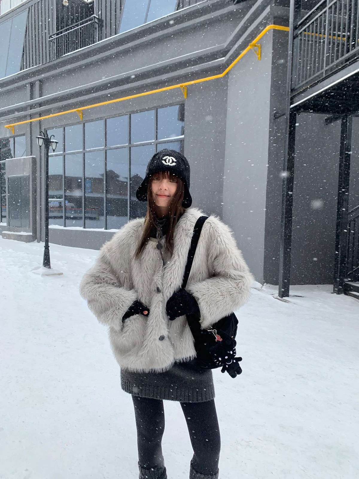 

Kernel Cosmos Kamir Heavyweight Dyed Coat Ele Fur Outerwear Youth Casual Long Sve round Ne Thiened Winter Coat