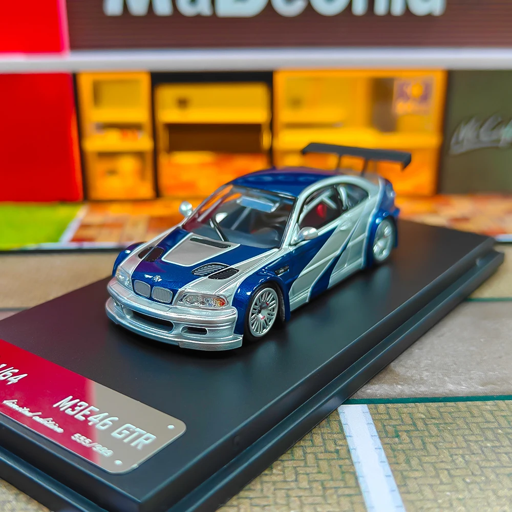 

In stock 1/64 Need for Speed M3 GTR E46 die-cast alloy car model, children's festival gift, boys' toy, adult decoration.