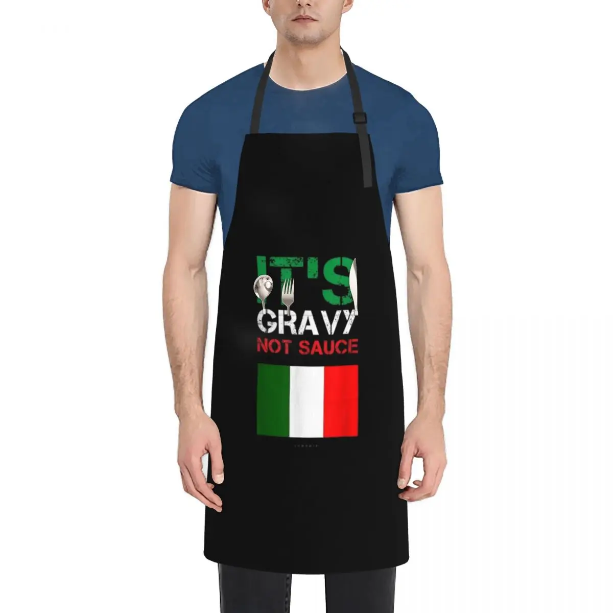 

Funny Italian Shirts It's Gravy Not Sauce Italian Gift T-Shirt For Man For Women Apron New year's Kitchen Chef Apron