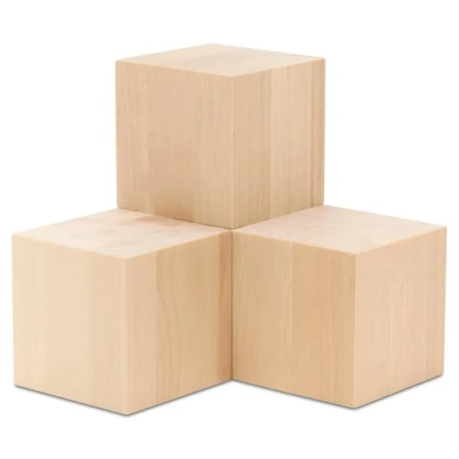 

Large Wood Cubes Pack of Square Wood Block for DIY Wooden Blocks for Crafts and Decor by