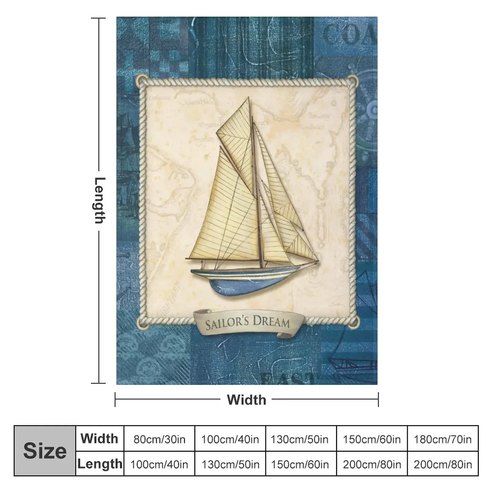 Nautical sailing hand-painted printed blanket sailboat plush bed cover RV winter bed blanket home textile living room blanket