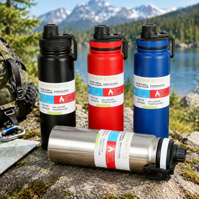 Insulated Stainless Steel Thermal Bottle 600-1000ML Vacuum Flask for Sports and Car Travel, Maintains Temperature Hot or Cold