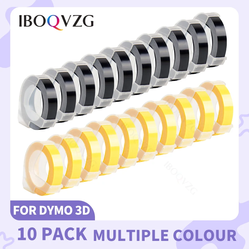 IBOQVZG 10PK For Dymo 3D Label Tapes Multi Colors Embossing Labeling Maker DIY Letter Printer for Motex E101 Dymo Label Printer