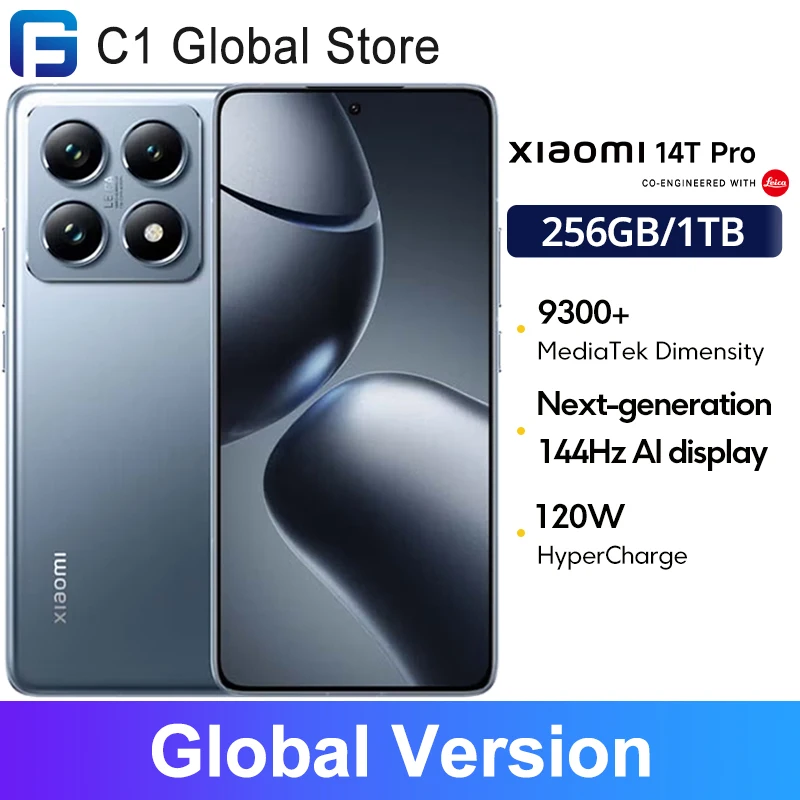 Global Version Xiaomi 14T Pro 5G Smartphone Dimensity 9300+ 144Hz AI Display 50MP Leica Camera 50W wireless 120W HyperCharge NFC