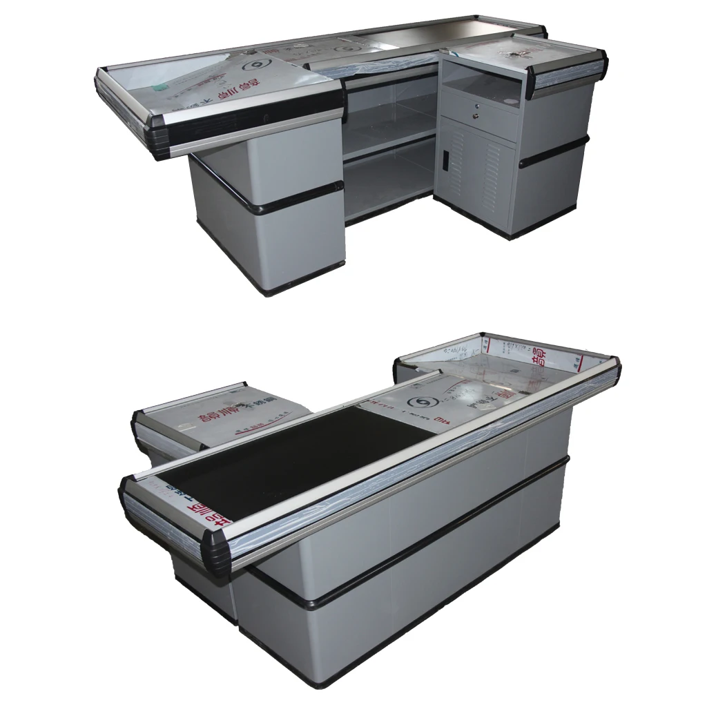 Hotter Factory Manufacturer Supplier Supermarket Checkout Counter with Conveyor Belt
