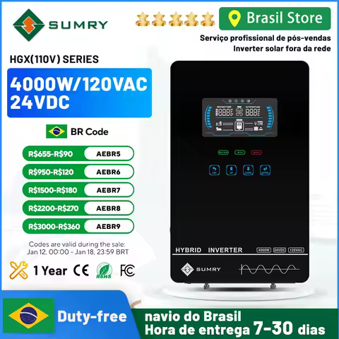 SUMRY Power Solar Inverter Off Grid system 4KW 24v 110/120v Pure Sine Wave MPPT Solar Charger Power Home Inversor