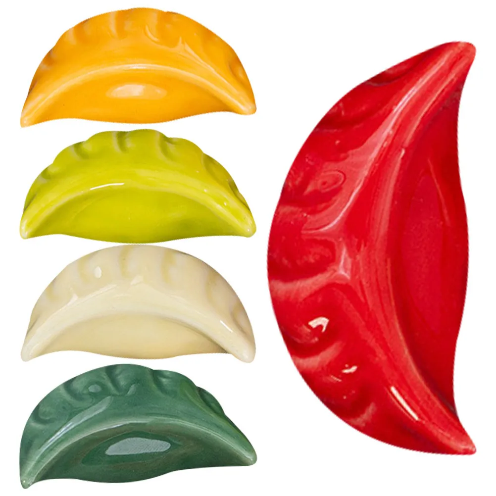 

5Pcs Ceramic Chopstick Rests Dumpling Shaped Spoon Fork Stand Practical Kitchen Tabletop Holder Cute Chopstick Rests