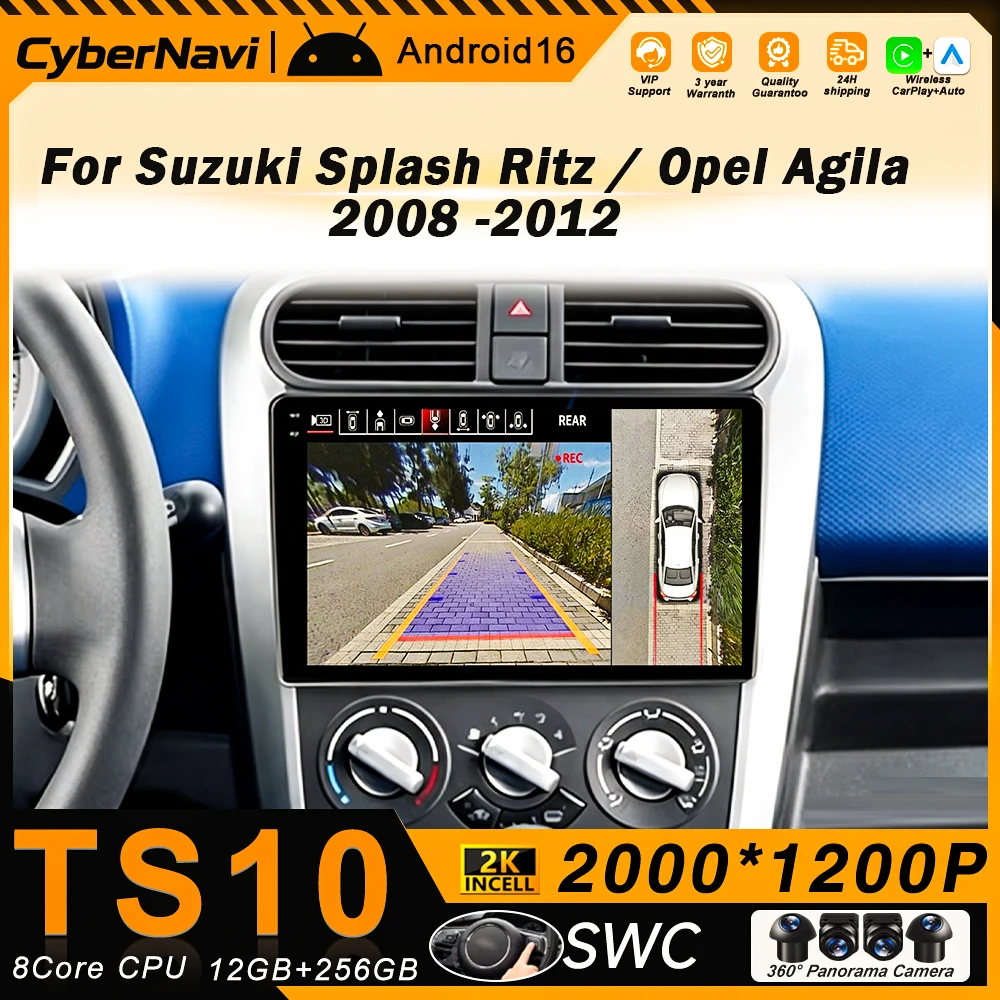 Android 16 Car Radio For OPEL Agila SUZUKI Splash Ritz 2008-2014 Multimedia Video Player Autoradio Wireless Carplay Android Auto