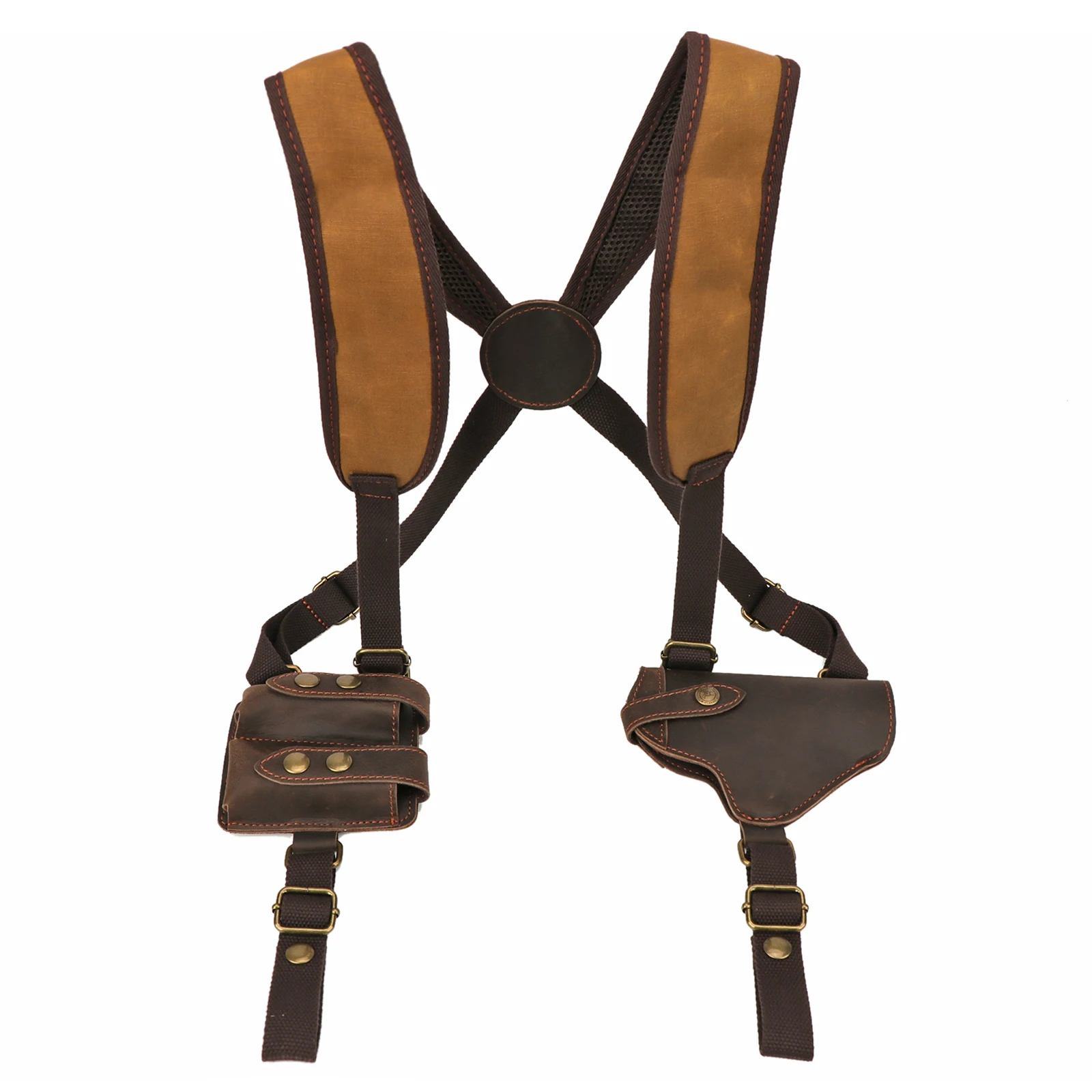 

Tourbon Shooting Concealed Pistol Shoulder Bag Canvas Handgun Holster Adjustable with Double Magazine Pouch for Right Hand