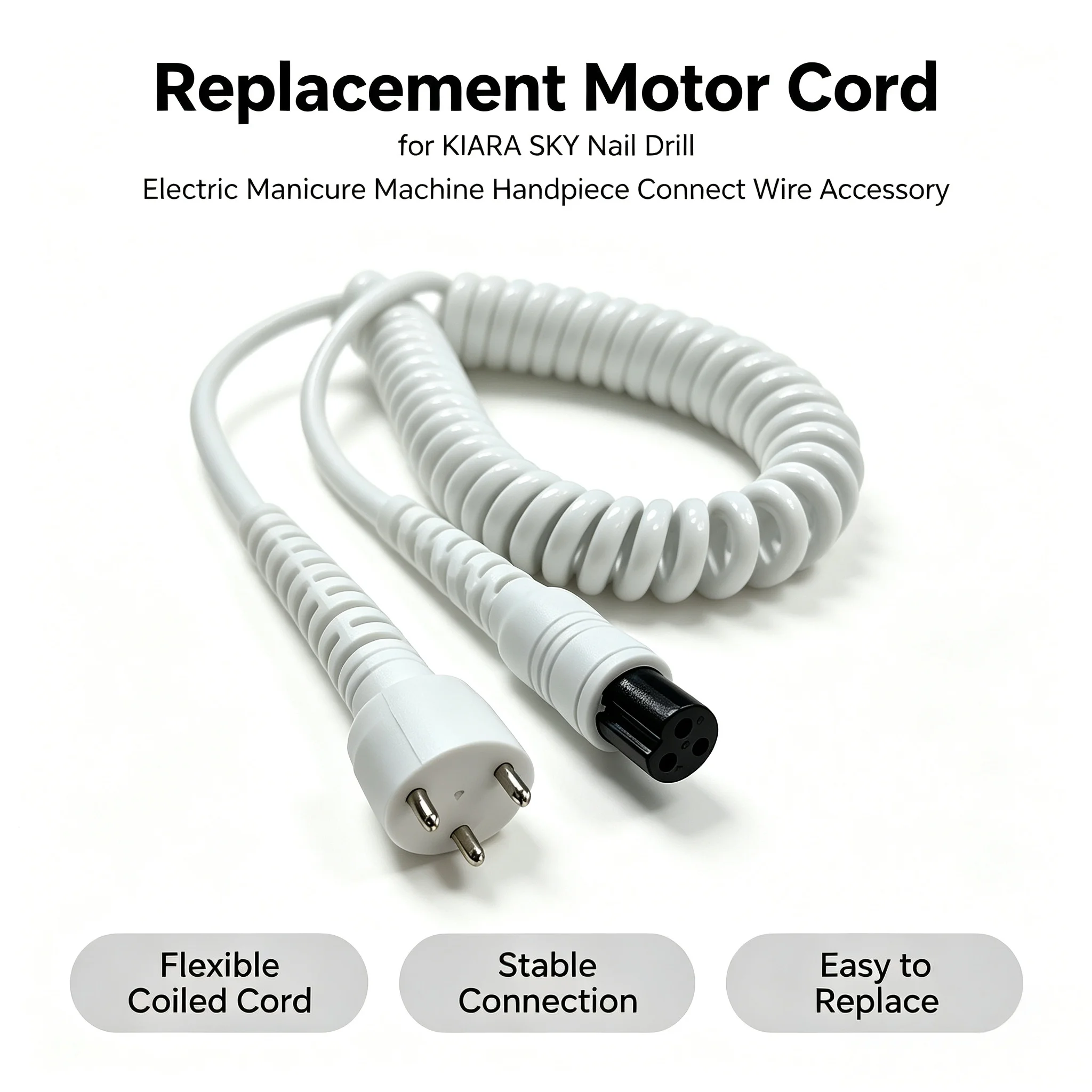 KIARA SKY Nail Drill Replacement Cord, Connecting Wire for Electric Nail Polishing Handpiece Motor Part